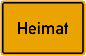 Ein gelbes Schild mit der Aufschrift „heimat“.